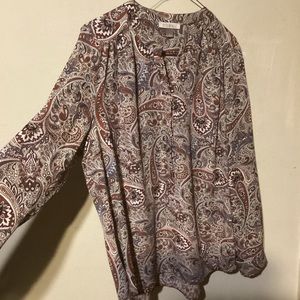 Women’s Roz & Ali Paisley Long Sleeve Blouse Size L Like new